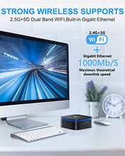 Load image into Gallery viewer, Mini PC, Quad Core Ιntel Celeron J3455 Mini Desktop Computer Windows 10 Pro(64-bit), 4GB DDR3/64GB eMMC Small Computer 4K Support 2.5" SSD/mSATA SSD/2.4G+5G Dual WiFi for Home Business Education