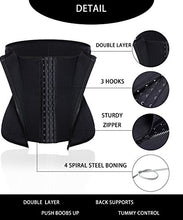 Load image into Gallery viewer, LODAY Waist Trainer Corset For Weight Loss Tummy Control Sport Workout Body Shaper , Black(zip&hooks), Large