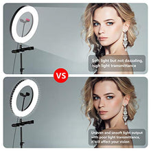 Load image into Gallery viewer, Selvim 10 '' Selfie Ring Light with Tripod & 3 Cellphone Holders for Live Stream/Makeup/Selfie, 128 LED Bulbs 3 Light Modes 10-Level Brightness 360° Rotating, with Bluetooth Remote Control