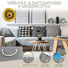 Load image into Gallery viewer, XXL Extra Large Cotton Rope Basket with Exclusive Laundry Bag: Wide Storage Organizer for Living Room, Blankets, Sofa Throws, Nursery, Baby Kids Toys, Playroom: 20" x 14" Hand Woven Hamper (Grey)