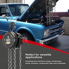 Load image into Gallery viewer, Torin ATR9010B Manual Hand Lift Steel Chain Block Hoist with 2 Hooks, 1 Ton (2,000 lb) Capacity, Black