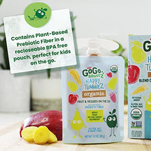 Load image into Gallery viewer, GoGo squeeZ happy tummieZ Organic Apple Pear Yellow Carrot Raspberry, 3.2 oz. (4 Pouches) - Kids Snacks with Prebiotic Fiber - Gluten Free Snacks for Kids - Nut & Dairy Free - Vegan Snacks