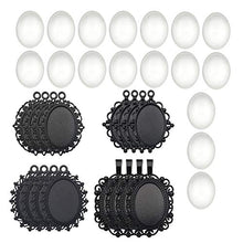 Load image into Gallery viewer, All 32pcs(16 Sets) 18x25mm Enamel Black Oval Blank Bezel Pendant Trays Base Cabochon Settings Trays Pendant Blanks for Jewelry Making DIY Findings (M181)