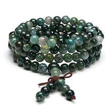 Load image into Gallery viewer, Jovivi 6mm Natural Moss Agate Stone Healing Gemstone 108 Mala Prayer Beads Stretch Bracelet Necklace