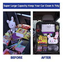 Load image into Gallery viewer, JUSTTOP Black Car Backseat Organizer with Touch Screen Tablet Holder + 9 Storage Pockets Kick Mats Car Seat Back Protectors, 2 pack