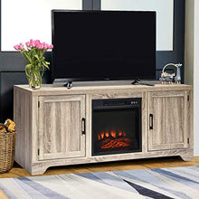 Load image into Gallery viewer, Tangkula 18" Electric Fireplace Heater, Freestanding & Recessed 1400 W Electric Stove Heater w/Adjustable LED Flame, Fireplace Insert w/Remote Control, Safer Plug and Sensor