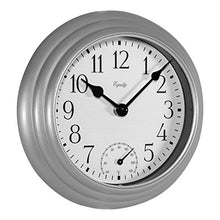 Load image into Gallery viewer, Equity by La Crosse 29007 Outdoor Thermometer & Humdity Wall Clock, 8", Metallic Silver