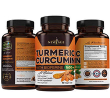 Load image into Gallery viewer, (2-Pack) Turmeric Curcumin with Bioperine 1650mg by New Age. Premium Joint & Healthy Inflammatory Support with 95% Standardized Curcuminoids. Non-GMO, Gluten Free Capsules with Black Pepper