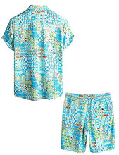 Load image into Gallery viewer, VATPAVE Mens Floral Hawaiian Shirts Short Sleeve Button Down Beach Shirts Suits Small Sky Blue