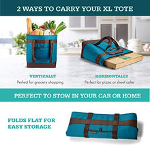 Load image into Gallery viewer, Rachael Ray Jumbo Chillout Thermal Tote, Insulated Bag Keeps Cool or Hot for Hours, XL Insulated Bag for Groceries, Potlucks, Sundries & More!, Foldable & Reusable Thermo Food Bag, Marine Blue