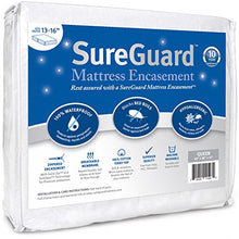 Load image into Gallery viewer, Queen (13-16 in. Deep) SureGuard Mattress Encasement - 100% Waterproof, Bed Bug Proof - Premium Zippered Six-Sided Cover