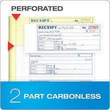 Load image into Gallery viewer, Adams Money and Rent Receipt Book, 2-Part, Carbonless, White/Canary, 7-5/8" x 10-7/8", Bound Wraparound Cover, 200 Sets per Book, 4 Receipts per Page (DC1182)