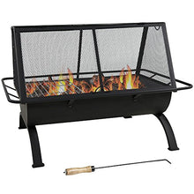 Load image into Gallery viewer, Sunnydaze Northland Outdoor Fire Pit - 36 Inch Large Wood Burning Patio & Backyard Firepit for Outside with Cooking BBQ Grill Grate, Spark Screen, Fireplace Poker, and Waterproof Cover
