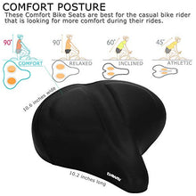 Load image into Gallery viewer, DAWAY Oversized Comfort Bike Seat - C40 Most Comfortable Extra Wide Soft Foam Padded Exercise Bicycle Saddle for Men Women Senior, Universal Fit for Cruiser, Stationary, Spin Bikes & Outdoor Cycling