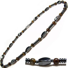 Load image into Gallery viewer, Accents Kingdom Men's Magnetic Hematite Tiger's Eye Bead Necklace, 18"