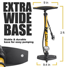 Load image into Gallery viewer, BV Bicycle Ergonomic Bike Floor Pump with Gauge & Smart Valve Head, 160 psi, Automatically Reversible Presta and Schrader
