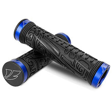 Load image into Gallery viewer, BV Bike Handlebar Grips, Double Lock-on Bicycle Grip Handle Bar End Holding Locking Grips, for MTB, BMX, Mountain, Downhill, Folding Bike (Blue)