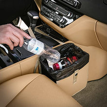 Load image into Gallery viewer, KMMOTORS Foldable Car Garbage Can Patented Car Waste Basket Comfortable Multifuntional Vegan Leather and Oxford Clothes Car Organizer Car Trash Can (Medium, Beige)
