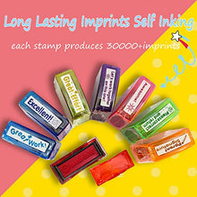 Load image into Gallery viewer, Bertiveny Teacher Stamps for Grading Classroom,Parent Signature Self-Inking Teacher Stamp Set School Supplies Stamps for Homework Reward with 8 pcs Teacher Supplies for Classroom Elementary(Rainbow)