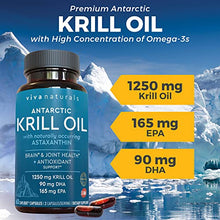 Load image into Gallery viewer, Krill Oil Supplement 1250mg - Antarctic Krill Oil Omega 3 Providing Astaxanthin, DHA and EPA, Joint Support and Brain Supplement with No Fishy Aftertaste (60 Capsules)