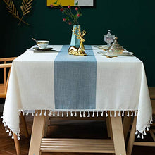 Load image into Gallery viewer, Oubonun Rustic Lattice Tablecloth Cotton Linen Light Coffee Square Table Cloths for Kitchen Dining, Party, Holiday, Christmas, Buffet, 55"x55"