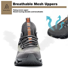 Load image into Gallery viewer, DREAM HORSE Steel Toe Shoes for Men Work Safety Sneaker Lightweight Breathable Industrial Construction Puncture Proof Boots(Dark Grey,14)