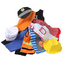 Load image into Gallery viewer, Jeowoqao Boy's Dress Up Costumes Set, Role Play Set 11-pcs Dress Up Trunk Pirate, Chef, Construction Worker, Policeman Costume Fit Kids Age from 3-6
