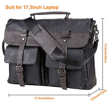 Load image into Gallery viewer, Leather Messenger Bag for Men, 17.3 Inch Vintage Leather Laptop Bag Briefcase Satchel, Large Messenger Bag Water Resistant School Work Bag (Black) …