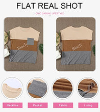 Load image into Gallery viewer, Biucly Womens Summer Casual T-Shirts Gradient Crewneck Cap Sleeve Cute Tops Tees Loose Fit Oversized T Shirts for Women,US 4-6(S),Sky Blue