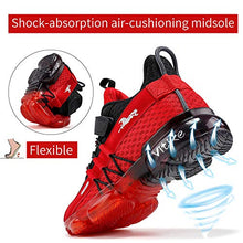 Load image into Gallery viewer, JMFCHI Boys Girls Kids' Sneakers Knitted Mesh Sports Shoes Breathable Lightweight Running Shoes for Kids Fashion Athletic Casual Shoes Black/Red Size 4