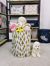 Load image into Gallery viewer, QUEENLALA Large Storage Basket,Laundry Hamper/Bathroom/Home Decor/Collapsible Round Storage Bin,Boys and Girls Hamper/Boxes/Clothing(Green Forest)