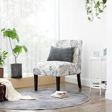 Load image into Gallery viewer, SONGMICS Leisure Chair, Slipper Chair with Solid Wood Feet, Mid-Century Modern Accent Sofa, Upholstered Lounge Chair, for Living Room Bedroom Studio, Floral White ULAC002W01