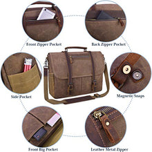 Load image into Gallery viewer, Mens Messenger Bag 15.6 Inch Waterproof Vintage Waxed Canvas Satchel Briefcase Shoulder Bag Retro Distressed Business Computer Laptop Leather Messenger Bag Brown