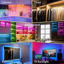 Load image into Gallery viewer, RGB Under Cabinet Lights Plug in, 3 PCS 12 Inch Under Cabinet Lighting Kit, Closet Lights with Smart APP Remote & Adapter, Dimmable Under Counter Lights for Kitchen, Shelf, Workbench, Desk, Bookcase