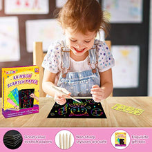 Load image into Gallery viewer, pigipigi Rainbow Scratch Paper Art - 109 Pcs Magic Scratch Off Craft Kit for Kids Color Drawing Note Pad Supply for Children Girls Boys DIY Party Favor Game Activity Birthday Christmas Toy Gift Set
