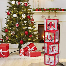 Load image into Gallery viewer, Christmas Decorations Red Black Plaid Noel Box,Large Transparent Noel Blocks Decorations for Fireplace Christmas Tree Decorations Home Decor Holiday Party Decorations