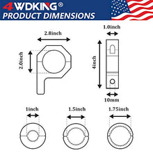 Load image into Gallery viewer, Horizontal Bar Clamp Mounting Kit - 4WDKING 2PCS 1"/ 1.5"/ 1.75"/ 2" LED Light Bar LED Pods Fog Driving Lights Brackets for Bull Bar Tube Roof Roll Cage Holder Headache Rack Mount.