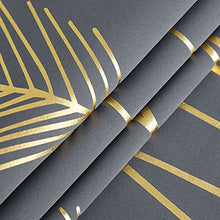 Load image into Gallery viewer, Estelar Textiler Grey and Gold Blackout Curtains Window Curtain Panels with Palm Tree and Wheat Pattern Light Blocking Curtains for Living Room Sliding Glass Door, Grey, 52Wx108L, 2 Panels