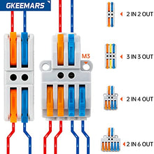 Load image into Gallery viewer, GKEEMARS 65 Pcs Compact Splicing Wire Connectors Assortment Pack Lever Connector Kit, Quick Wiring Connector for AWG 28-12