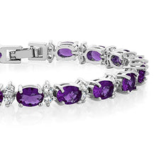 Load image into Gallery viewer, Gem Stone King 20.00 Ct Oval and Round Purple Color Cubic Zirconias CZ Women's Tennis Bracelet 7 Inch