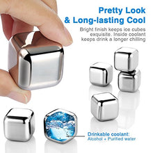 Load image into Gallery viewer, zanmini Stainless Steel Reusable Ice Cubes, Metal Whiskey Stones, Whiskey Rocks Chilling Stones with Tongs for Wine - Whiskey Stones Gift Set (Set of 8)