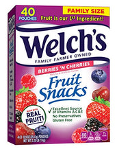Load image into Gallery viewer, Welch's Fruit Snacks, Berries 'n Cherries, Gluten Free, Bulk Pack, 0.9 Ounce - 40 Count (Pack of 1)