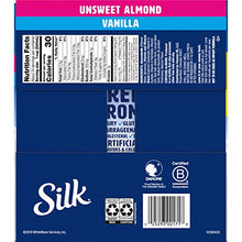 Load image into Gallery viewer, Silk Almond Milk, Unsweetened Vanilla, 32 Fluid Ounce (Pack of 6), Vanilla Flavored Non-Dairy Almond Milk, Dairy-free Milk