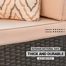 Load image into Gallery viewer, KaiMeng 8 Piece Patio Sofas Furniture Outdoor Lawn Garden Rattan Sets, Black Brown Wicker Conversation Sets Sectional Sofa with Seat Cushions and Single Sofa