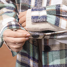 Load image into Gallery viewer, Long Plaid Cardigan For Women Long Sleeve Lapel Button Down Plaid Trench Coat ShirtFall Winter Jackets(21-Color green,S)