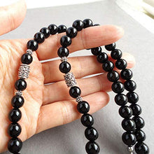 Load image into Gallery viewer, 8mm Black Onyx Mens Necklace, Sterling Silver Accents, 18-24in Custom Length - Handcrafted in USA