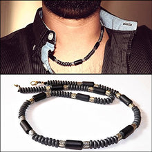 Load image into Gallery viewer, Mens Choker Necklace Onyx Necklace Mens Beaded Choker - Surfer necklace - men's jewelry - boys necklace, boys choker