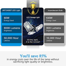 Load image into Gallery viewer, Garage Lights Led Deformable Garage Light Ceiling LED 60W 6000Lumen Flexled Garage Light Tribrite Led Adjustable Light with 3 Panel Led Shop Lights for Garage Ceiling Basement Workshop
