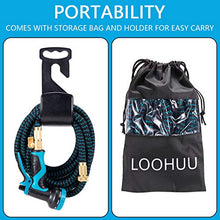 Load image into Gallery viewer, LOOHUU Garden Hose Expandable Kit 50 Feet,Water Hose with Superior Strength 3750D/10 Function Spray Nozzle/Resistant 3-Layers Latex, Solid Brass Fittings