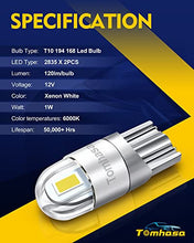Load image into Gallery viewer, Tomhasa 194 LED Bulbs 6000K White, 168 2825 T10 Led Interior Lights for Car 2825 LED Chip W5W 192 LED Replacement Bulbs for Interior Dome Map Door Courtesy Trunk License Plate Lights, Pack of 2
